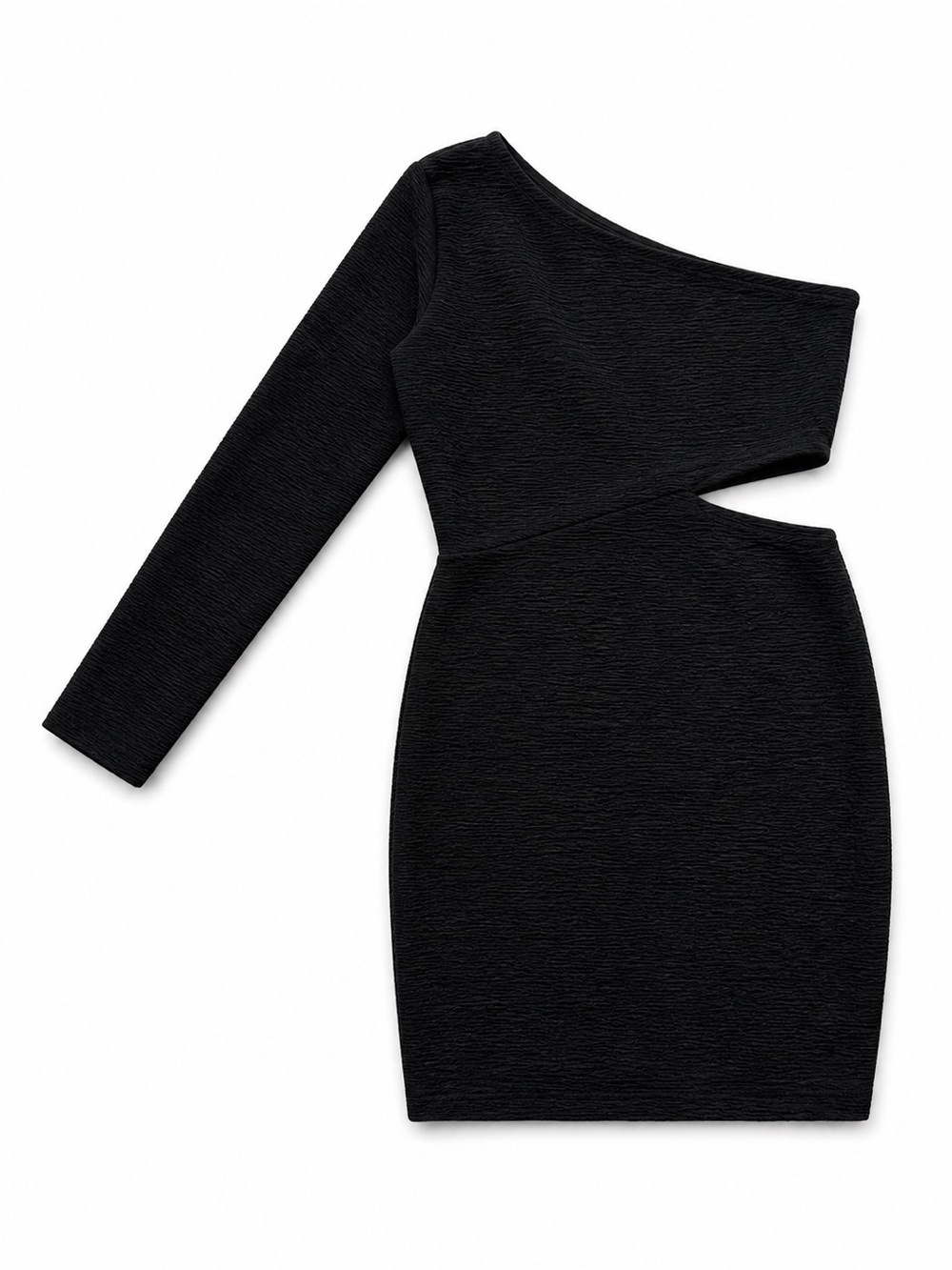 Black One-Shoulder Cutout Bodycon Dress